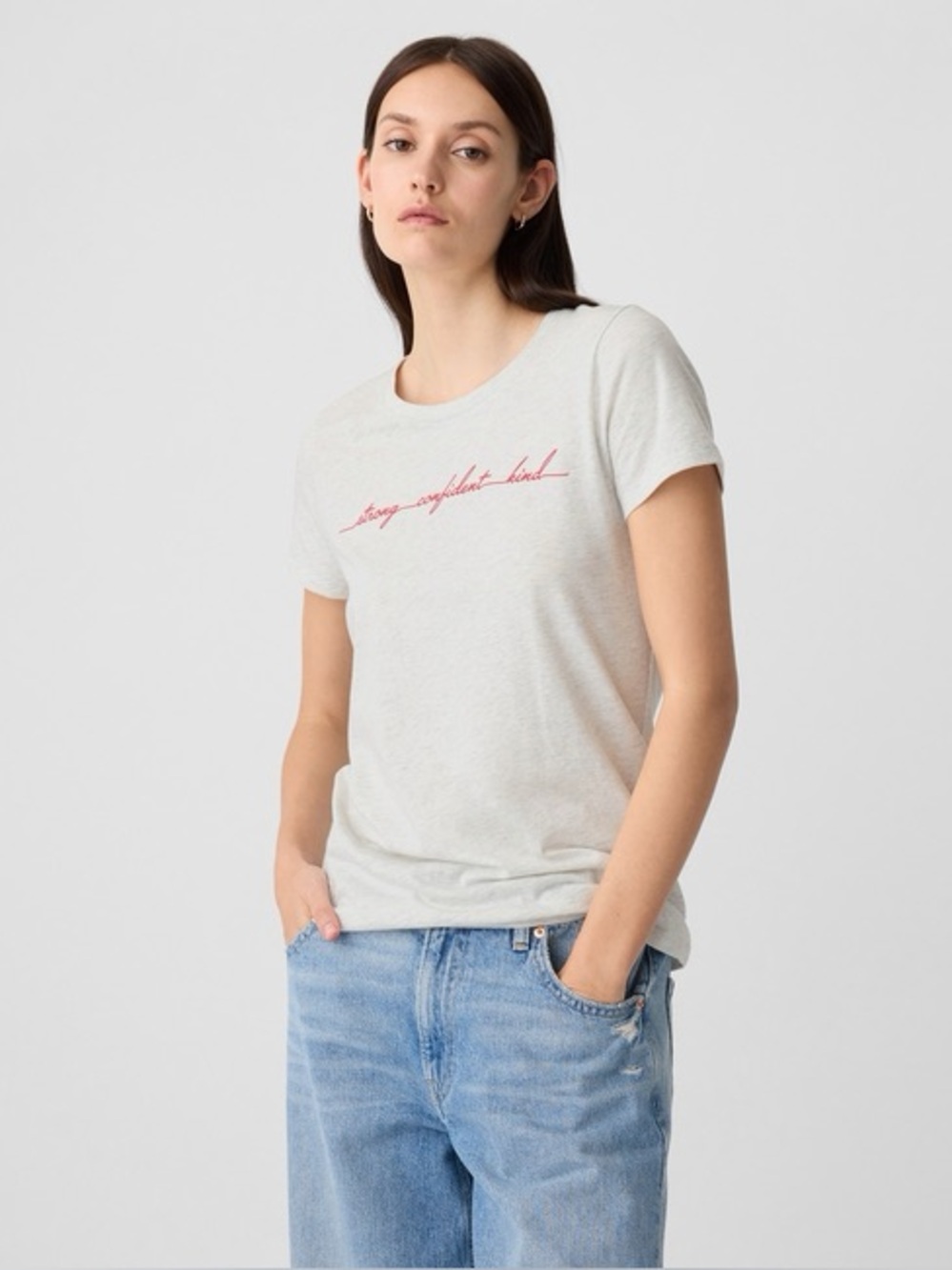 GAP Favorite Tee Grey Short-Sleeve Tee with Red Script